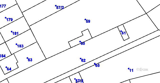 Parcela st. 60 v KÚ Mořice, Katastrální mapa