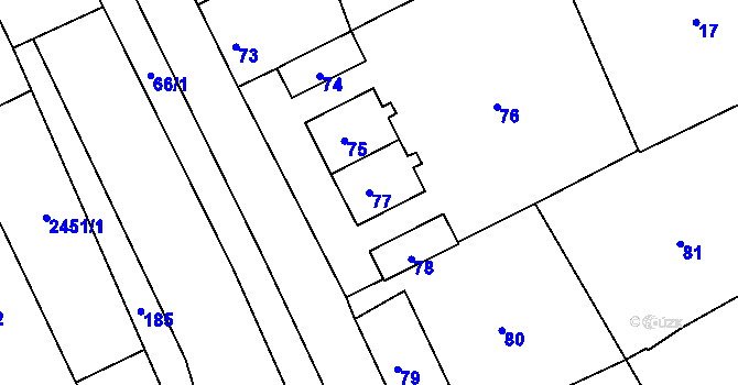 Parcela st. 77 v KÚ Mořice, Katastrální mapa