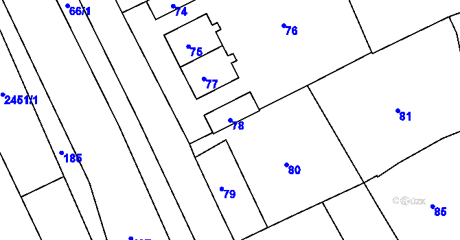 Parcela st. 78 v KÚ Mořice, Katastrální mapa