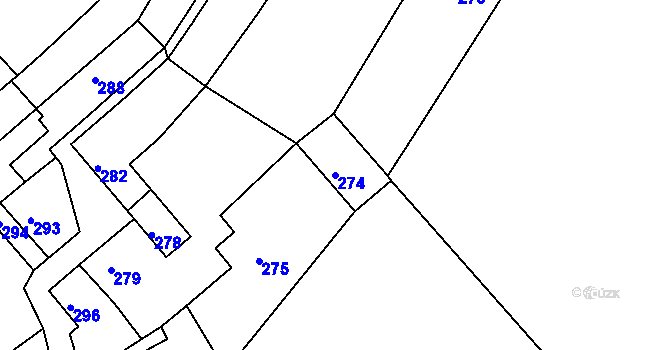 Parcela st. 274 v KÚ Mořice, Katastrální mapa