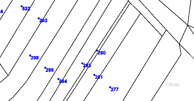 Parcela st. 280 v KÚ Mořice, Katastrální mapa