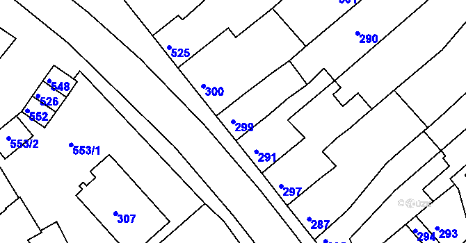 Parcela st. 299 v KÚ Mořice, Katastrální mapa