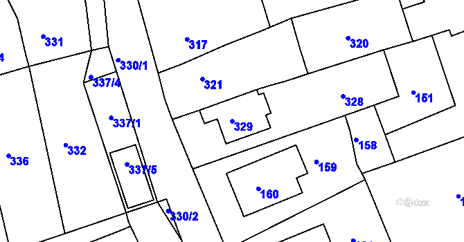 Parcela st. 329 v KÚ Mořice, Katastrální mapa