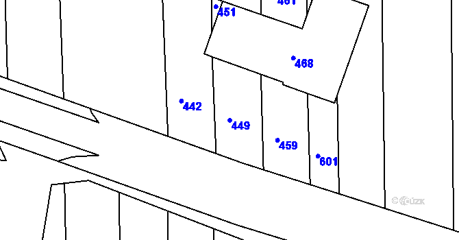 Parcela st. 449 v KÚ Mořice, Katastrální mapa