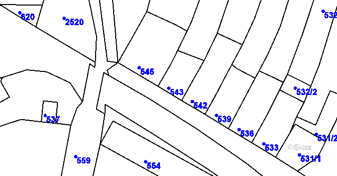 Parcela st. 543 v KÚ Mořice, Katastrální mapa