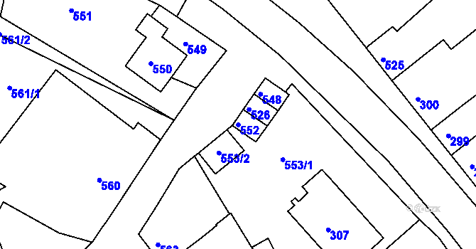 Parcela st. 552 v KÚ Mořice, Katastrální mapa