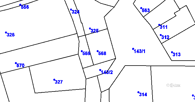 Parcela st. 568 v KÚ Mořice, Katastrální mapa