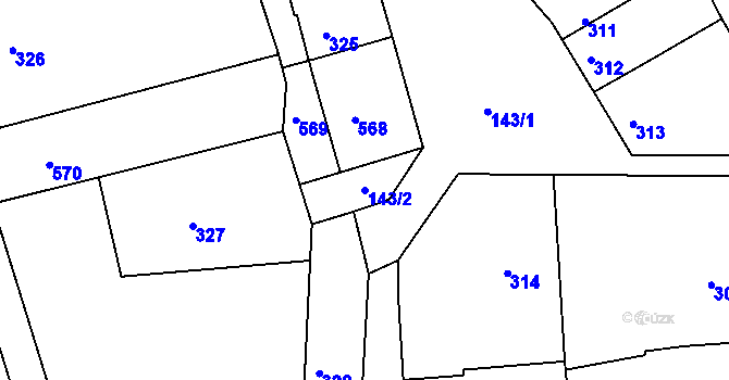 Parcela st. 143/2 v KÚ Mořice, Katastrální mapa