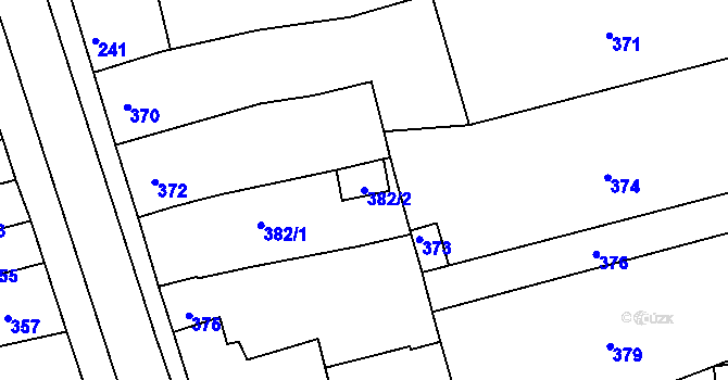 Parcela st. 382/2 v KÚ Mořice, Katastrální mapa