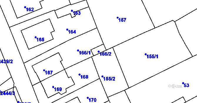 Parcela st. 166/2 v KÚ Mořice, Katastrální mapa