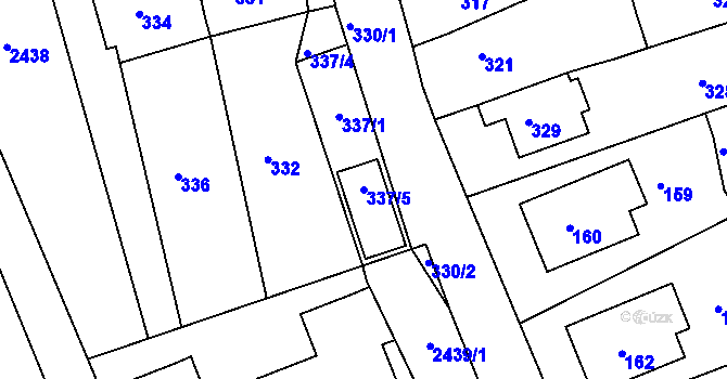 Parcela st. 337/5 v KÚ Mořice, Katastrální mapa