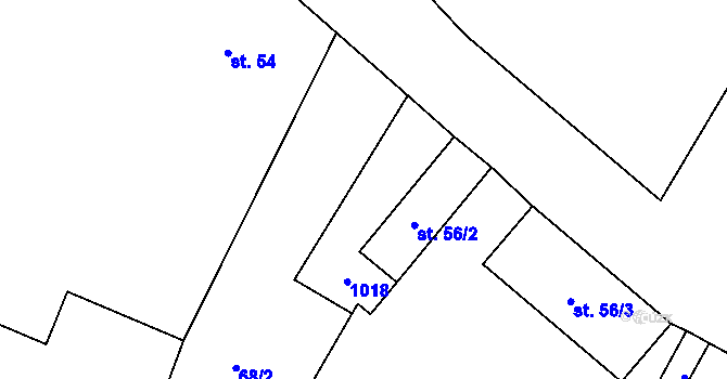 Parcela st. 56/7 v KÚ Mořina, Katastrální mapa