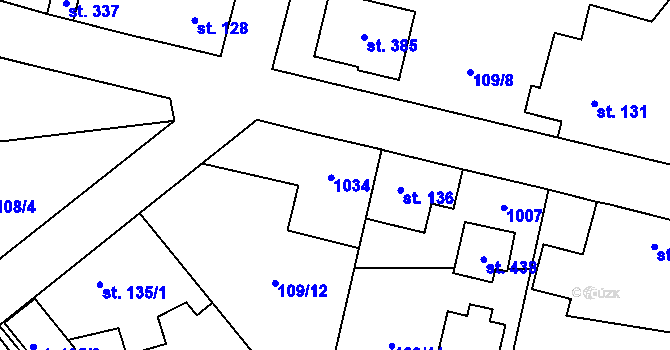 Parcela st. 143 v KÚ Mořina, Katastrální mapa