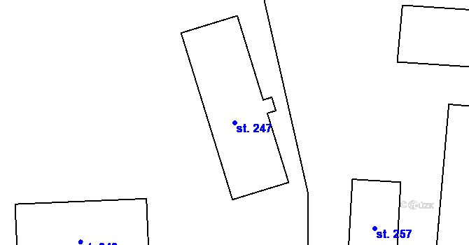 Parcela st. 247 v KÚ Mořina, Katastrální mapa