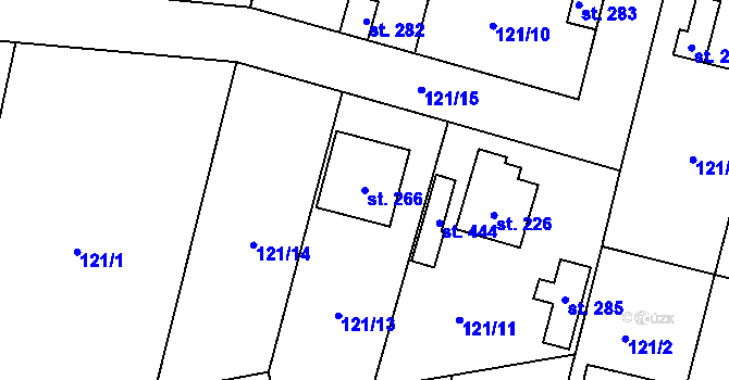 Parcela st. 266 v KÚ Mořina, Katastrální mapa