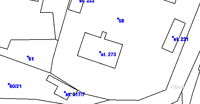 Parcela st. 273 v KÚ Mořina, Katastrální mapa