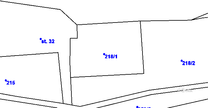 Parcela st. 218/1 v KÚ Mořina, Katastrální mapa