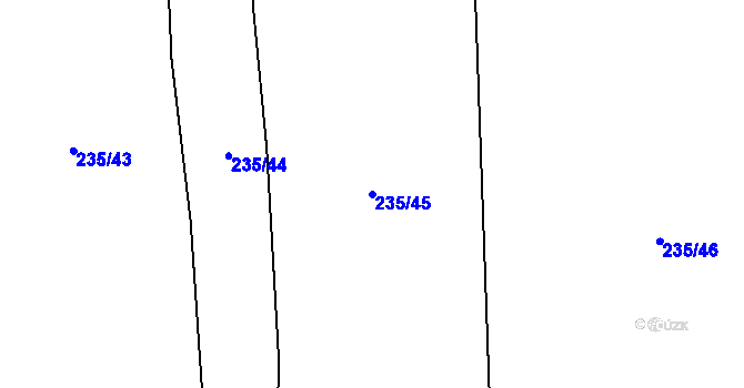 Parcela st. 235/45 v KÚ Mořina, Katastrální mapa