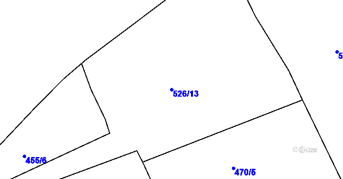 Parcela st. 526/13 v KÚ Mořina, Katastrální mapa