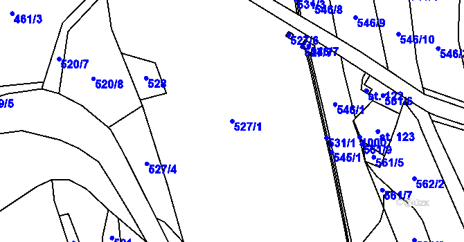 Parcela st. 527/1 v KÚ Mořina, Katastrální mapa