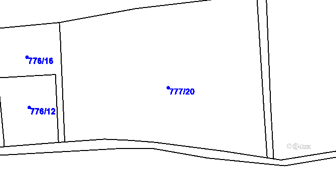Parcela st. 777/20 v KÚ Mořina, Katastrální mapa