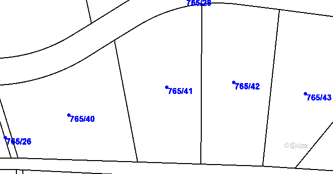 Parcela st. 765/41 v KÚ Mořina, Katastrální mapa
