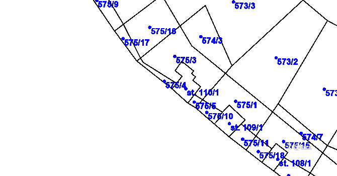Parcela st. 110/2 v KÚ Mořinka, Katastrální mapa