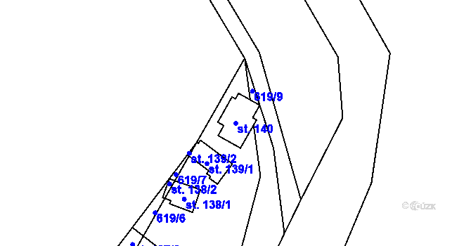 Parcela st. 140 v KÚ Mořinka, Katastrální mapa