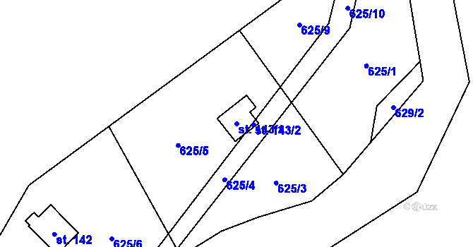 Parcela st. 143/1 v KÚ Mořinka, Katastrální mapa