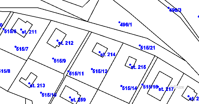 Parcela st. 214 v KÚ Mořinka, Katastrální mapa