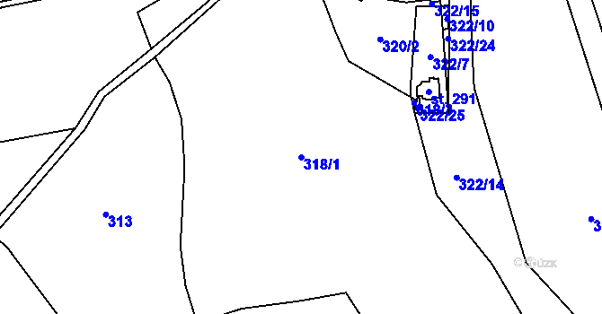 Parcela st. 318/1 v KÚ Mořinka, Katastrální mapa