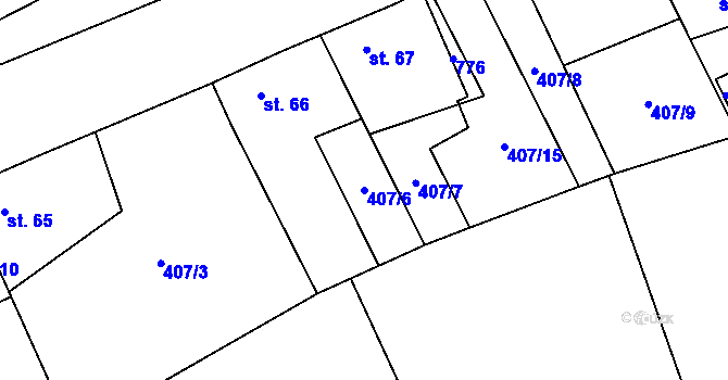 Parcela st. 407/6 v KÚ Mořinka, Katastrální mapa
