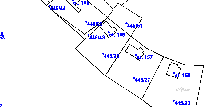 Parcela st. 445/26 v KÚ Mořinka, Katastrální mapa