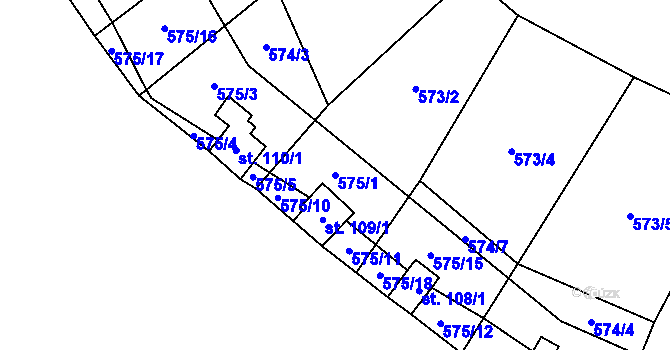 Parcela st. 575/1 v KÚ Mořinka, Katastrální mapa
