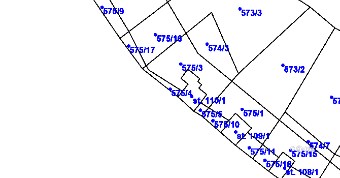 Parcela st. 575/4 v KÚ Mořinka, Katastrální mapa