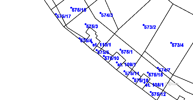 Parcela st. 575/5 v KÚ Mořinka, Katastrální mapa