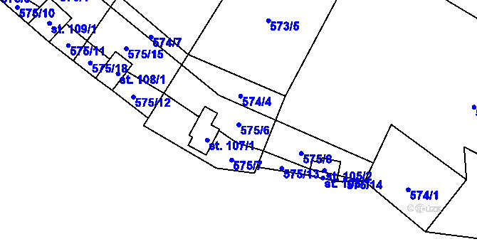 Parcela st. 575/6 v KÚ Mořinka, Katastrální mapa