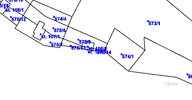 Parcela st. 575/14 v KÚ Mořinka, Katastrální mapa