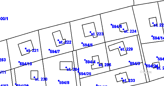 Parcela st. 594/6 v KÚ Mořinka, Katastrální mapa