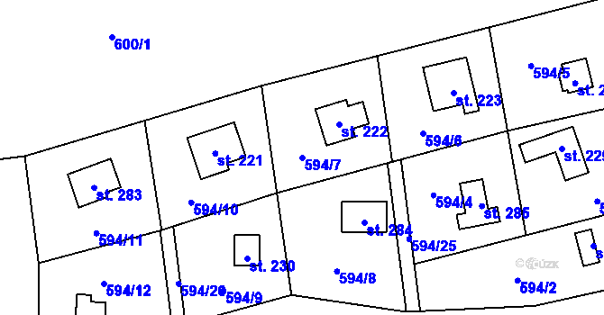 Parcela st. 594/7 v KÚ Mořinka, Katastrální mapa