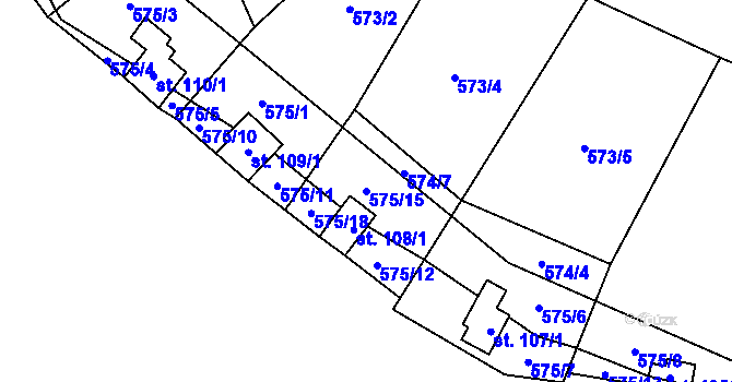 Parcela st. 575/15 v KÚ Mořinka, Katastrální mapa