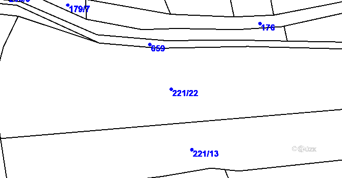 Parcela st. 221/22 v KÚ Mořinka, Katastrální mapa