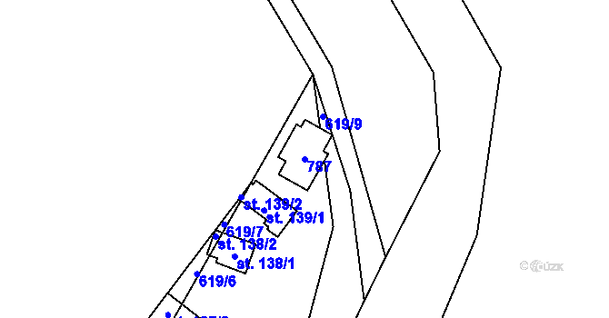 Parcela st. 787 v KÚ Mořinka, Katastrální mapa