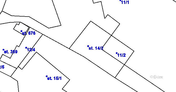 Parcela st. 14/2 v KÚ Mořkov, Katastrální mapa