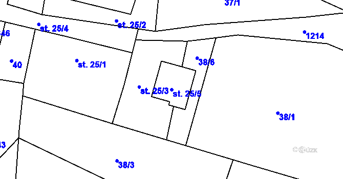 Parcela st. 25/5 v KÚ Mořkov, Katastrální mapa