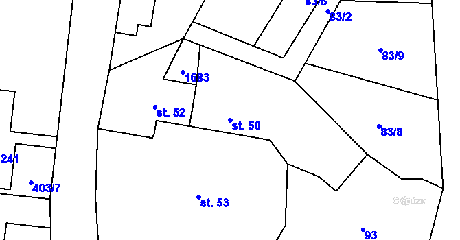 Parcela st. 50 v KÚ Mořkov, Katastrální mapa