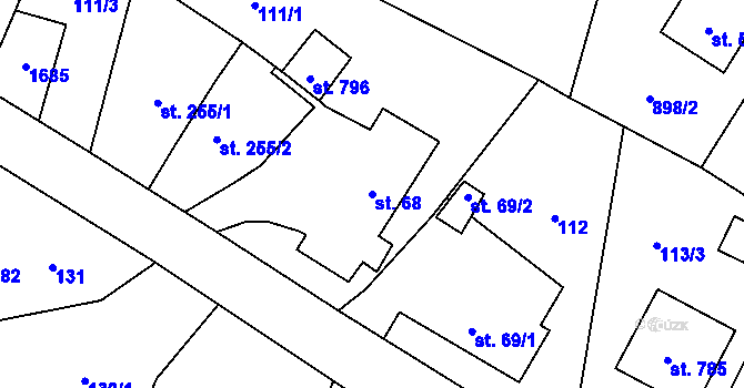 Parcela st. 68 v KÚ Mořkov, Katastrální mapa