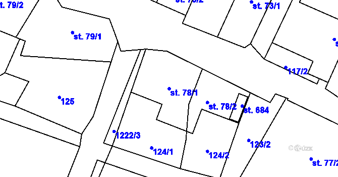 Parcela st. 78/1 v KÚ Mořkov, Katastrální mapa