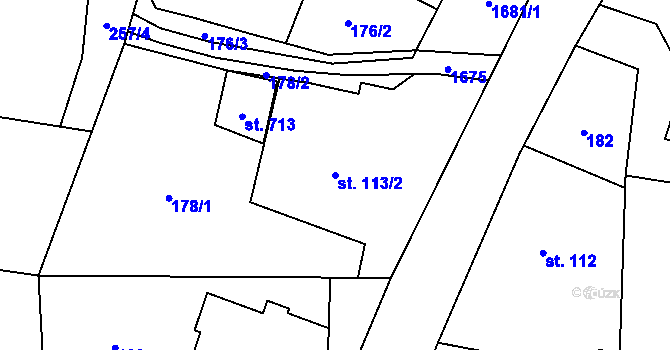Parcela st. 113/2 v KÚ Mořkov, Katastrální mapa