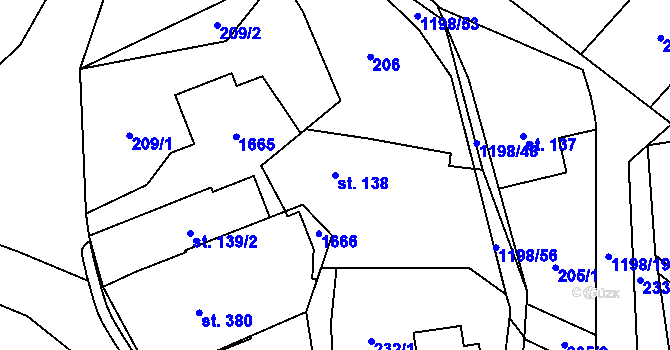 Parcela st. 138 v KÚ Mořkov, Katastrální mapa